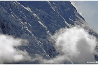 Ski Plane In Front Of Wickersham Wall